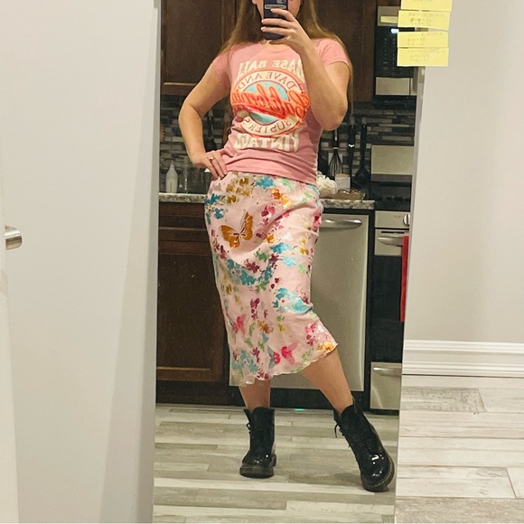 Anthro Italian BELLA VALENTINA Silk Diagonal Slim fit Midi Slip Skirt - Picture 3 of 16